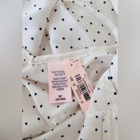 Victoria’s Secret Slip Dress Night Gown Satin Ruffled M Cream Polka Dots - Picture 6 of 9